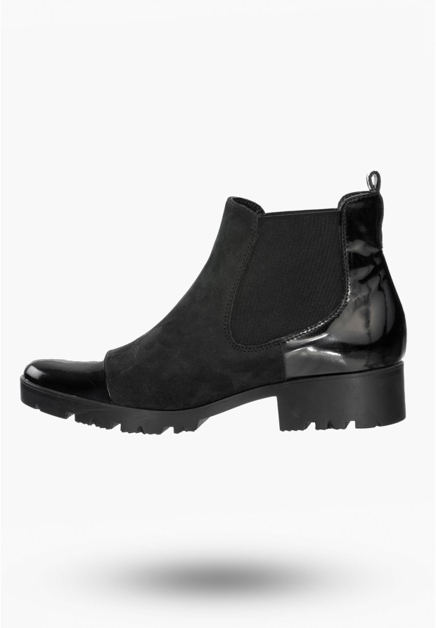 Buty Damskie Botki Czarne ze skóry naturalnej Na Zimę 844