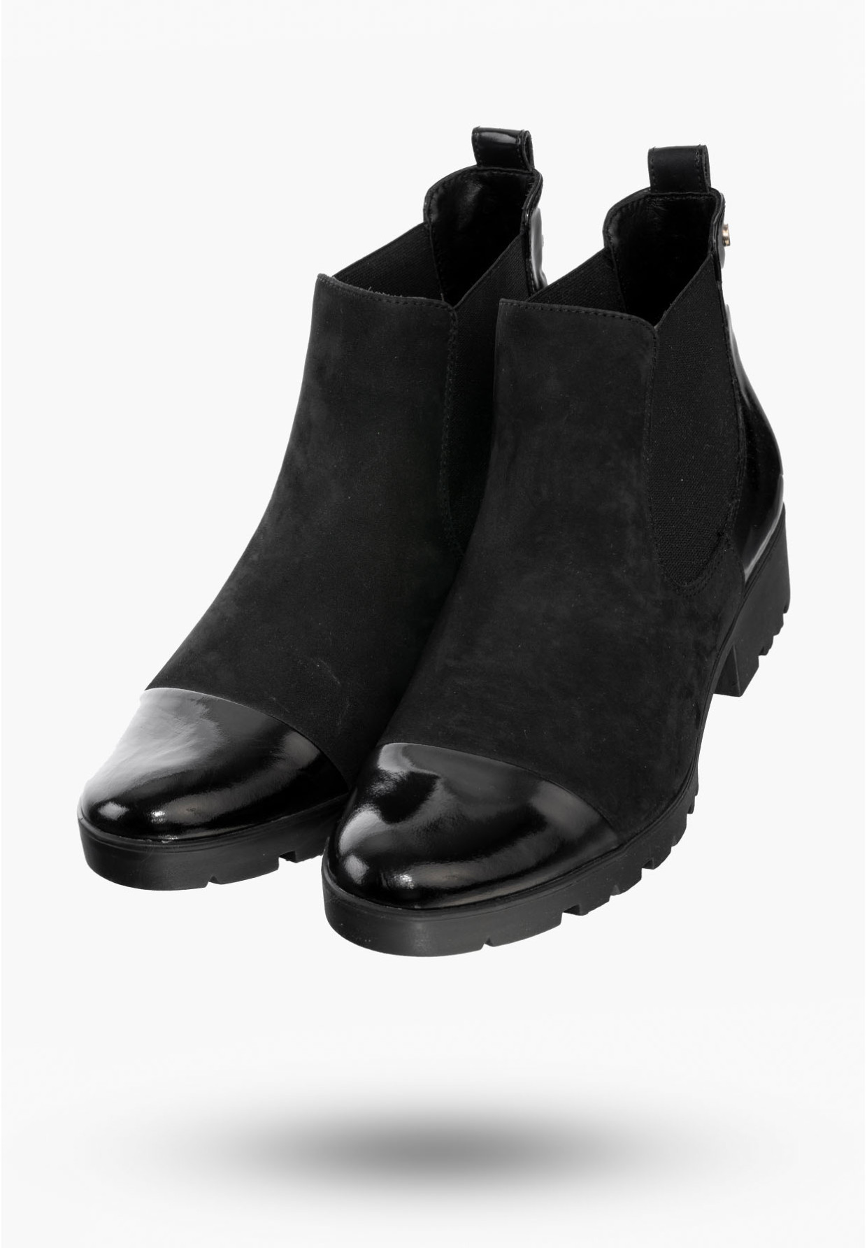Buty Damskie Botki Czarne ze skóry naturalnej Na Zimę 844