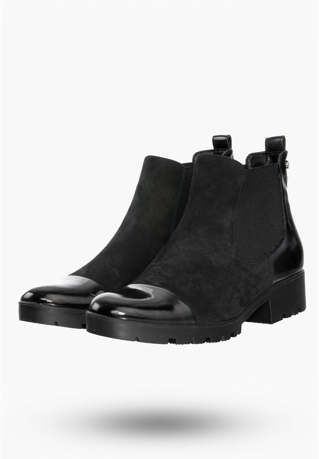Buty Damskie Botki Czarne ze skóry naturalnej Na Zimę 844