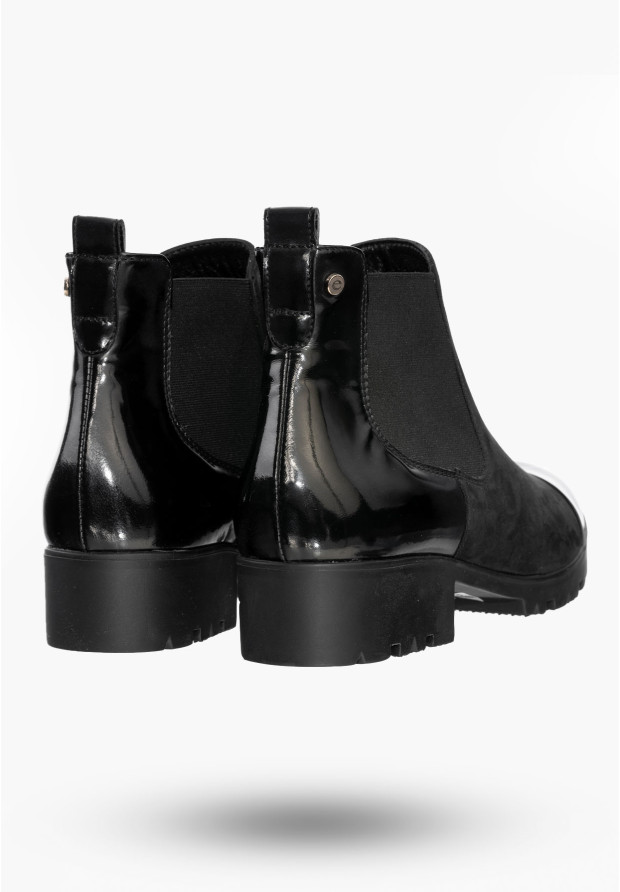 Buty Damskie Botki Czarne ze skóry naturalnej Na Zimę 844