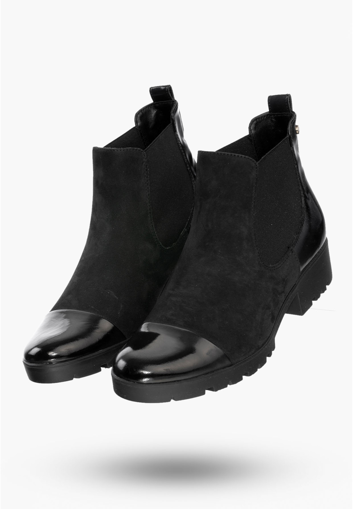 Buty Damskie Botki Czarne ze skóry naturalnej Na Zimę 844