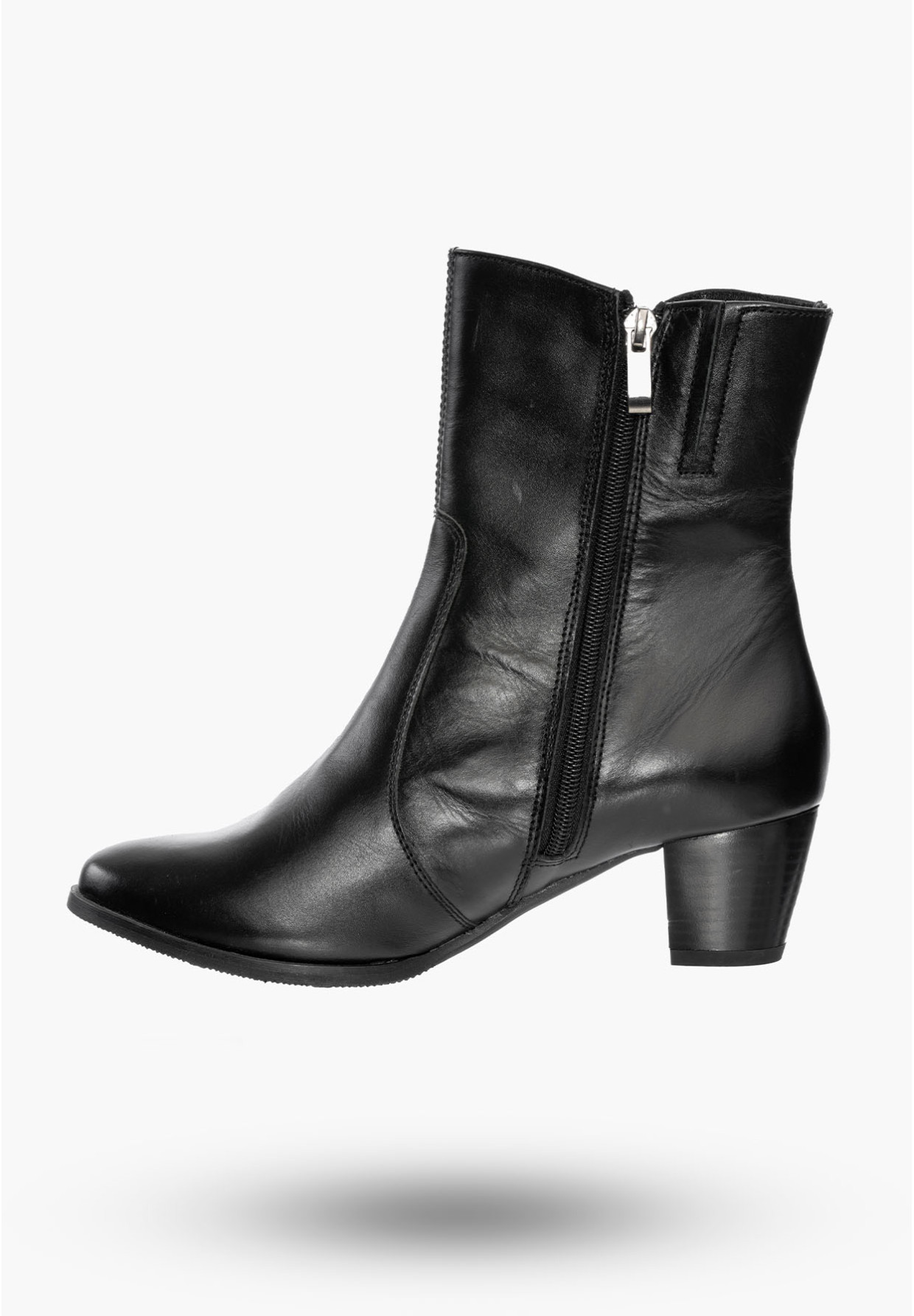 Buty Damskie Botki Czarne Skórzane na obcasie z ociepleniem Na Zimę K-232