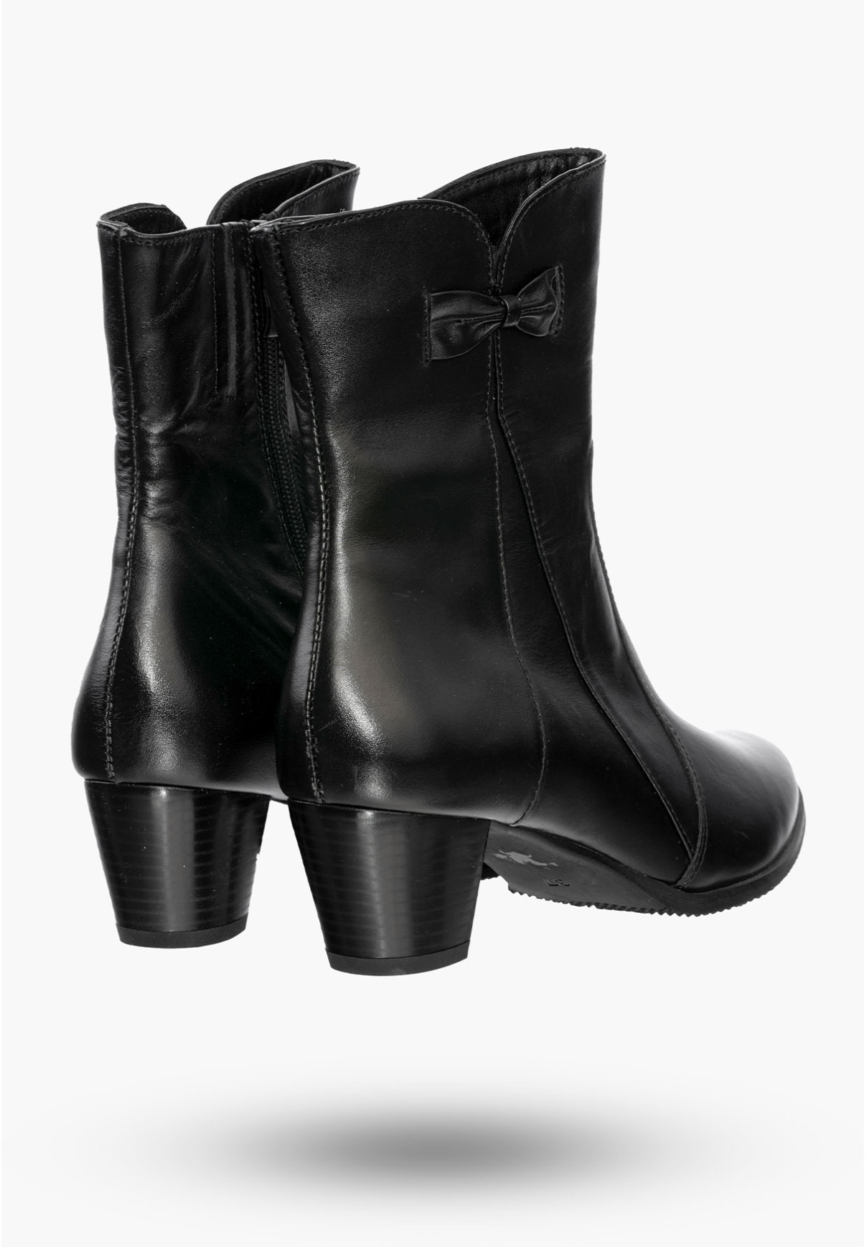 Buty Damskie Botki Czarne Skórzane na obcasie z ociepleniem Na Zimę K-232