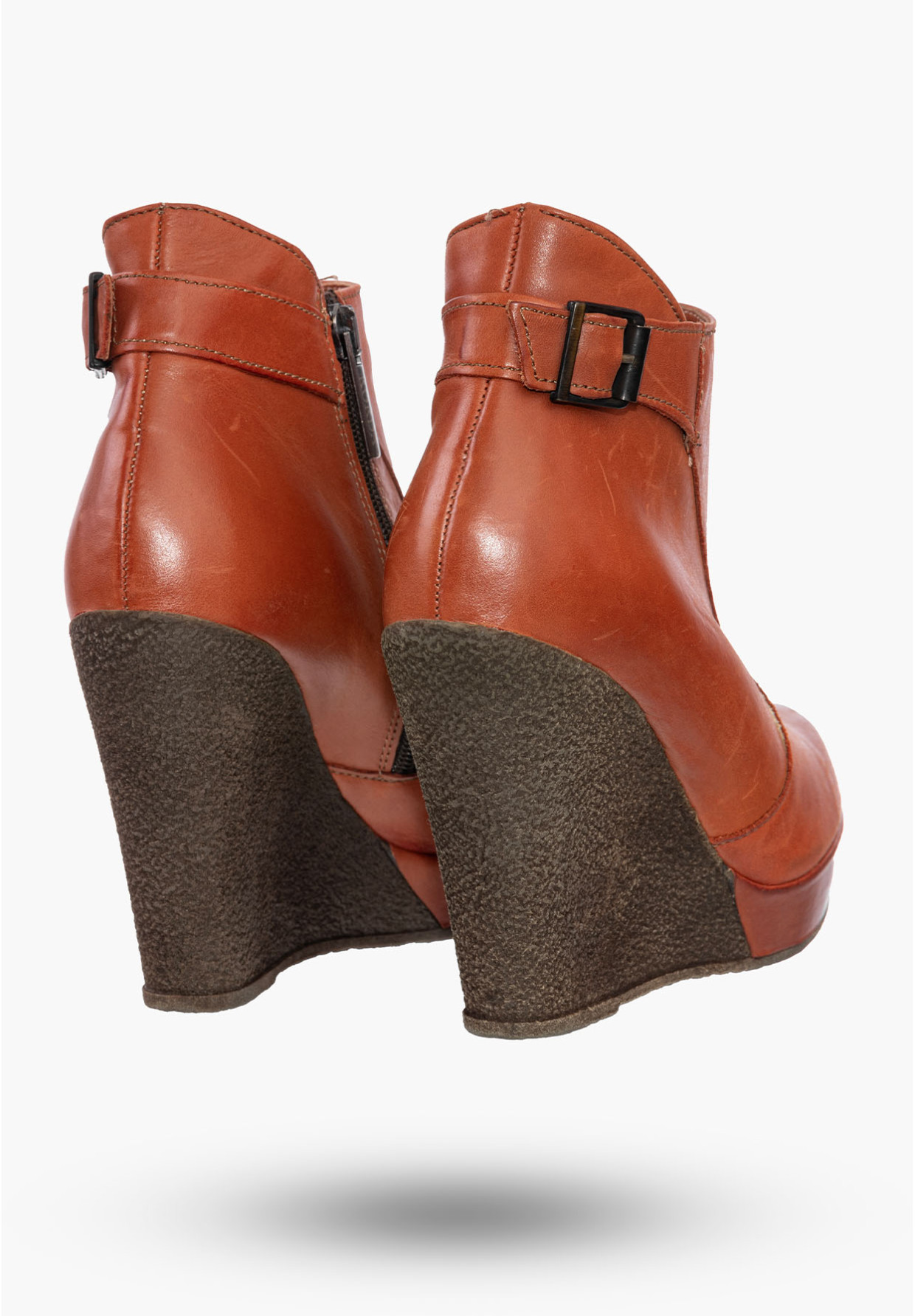 Buty Damskie Botki Pomarańczowe Na Koturnie Na Zimę Korda 1119