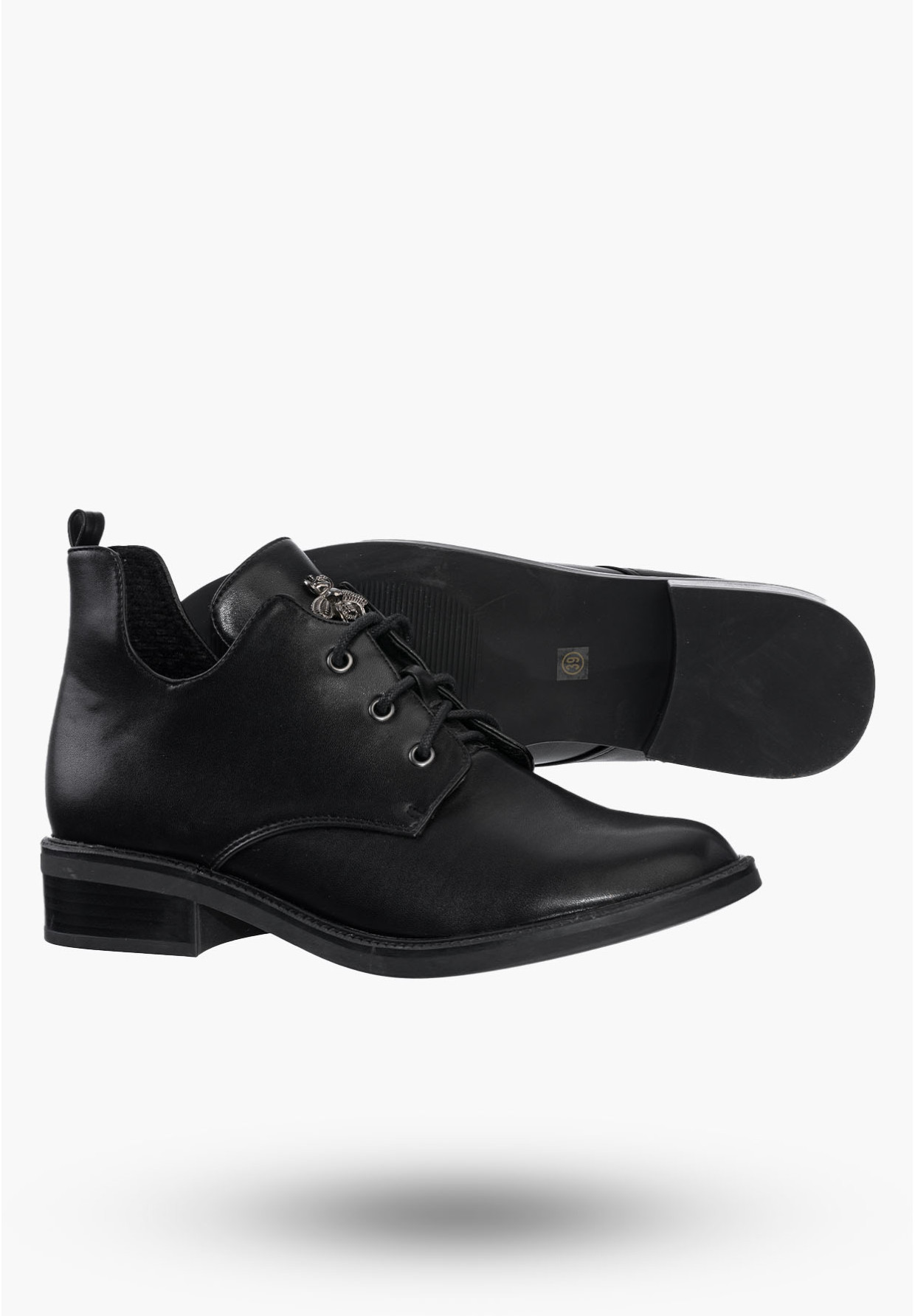 Buty Damskie Botki Czarne Skórzane Eleganckie Ocieplane Na Zimę GD-DO-604A