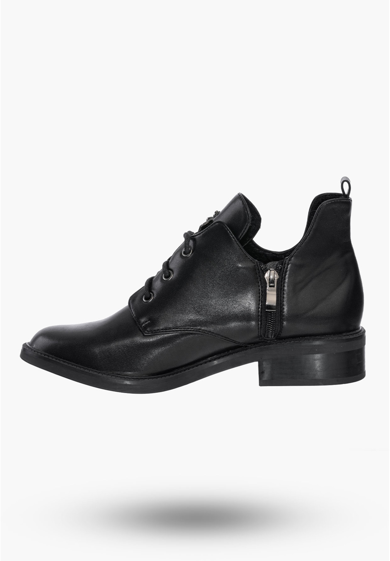 Buty Damskie Botki Czarne Skórzane Eleganckie Ocieplane Na Zimę GD-DO-604A