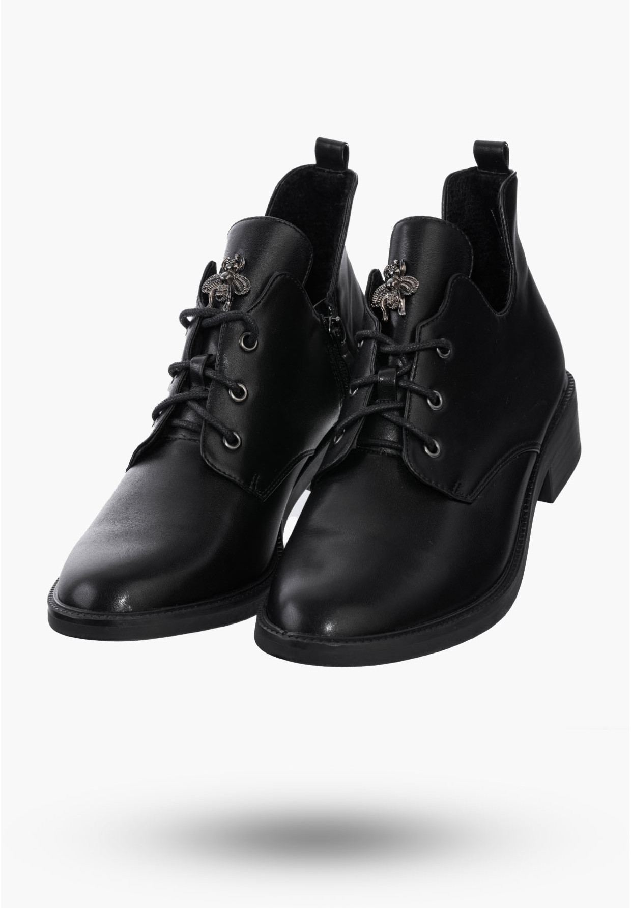 Buty Damskie Botki Czarne Skórzane Eleganckie Ocieplane Na Zimę GD-DO-604A