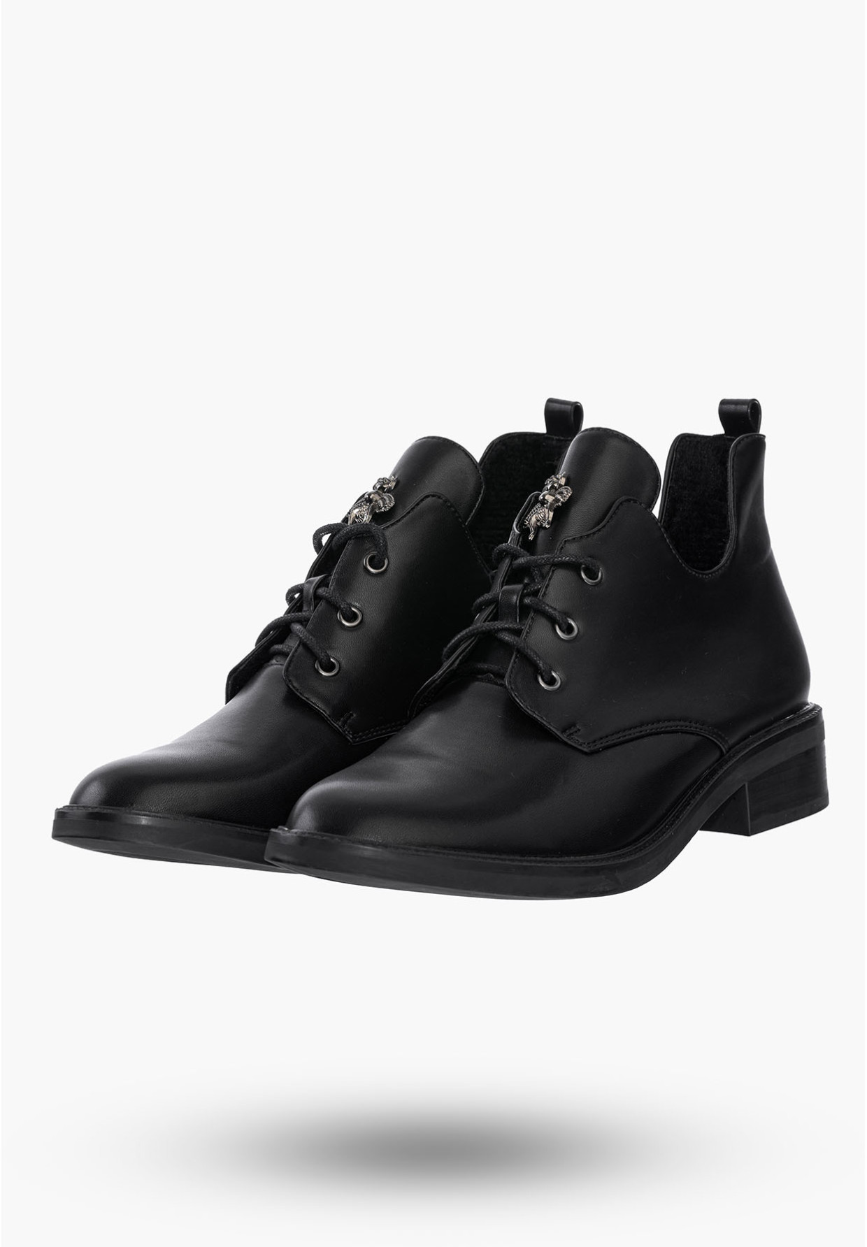 Buty Damskie Botki Czarne Skórzane Eleganckie Ocieplane Na Zimę GD-DO-604A