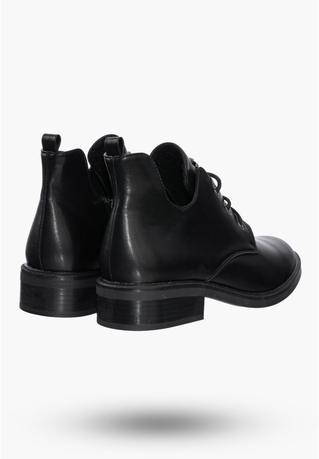 Buty Damskie Botki Czarne Skórzane Eleganckie Ocieplane Na Zimę GD-DO-604A