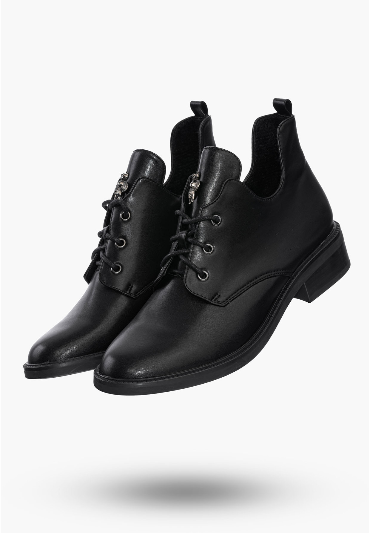 Buty Damskie Botki Czarne Skórzane Eleganckie Ocieplane Na Zimę GD-DO-604A