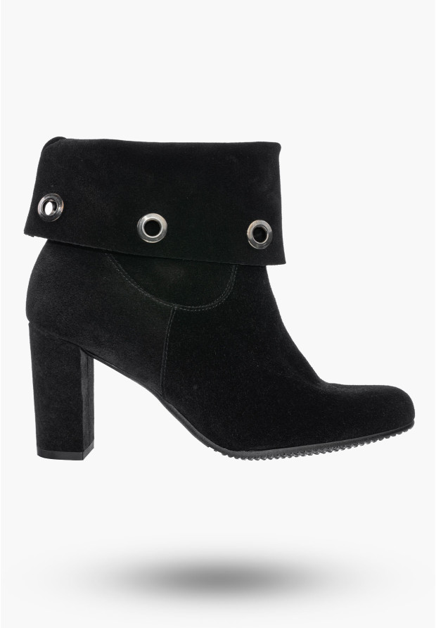 Buty Damskie Botki Czarne Zamszowe Ze Skóry Naturalnej Na słupku Na Zimę 1800