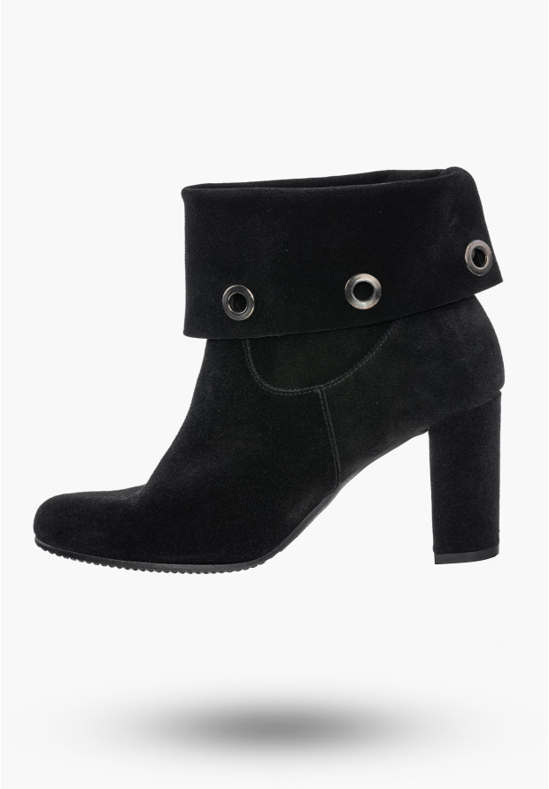 Buty Damskie Botki Czarne Zamszowe Ze Skóry Naturalnej Na słupku Na Zimę 1800