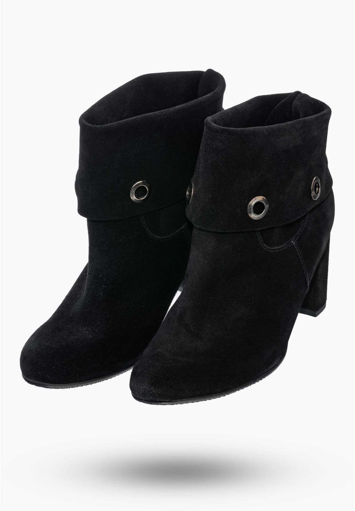 Buty Damskie Botki Czarne Zamszowe Ze Skóry Naturalnej Na słupku Na Zimę 1800