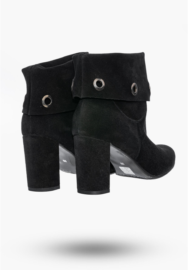 Buty Damskie Botki Czarne Zamszowe Ze Skóry Naturalnej Na słupku Na Zimę 1800