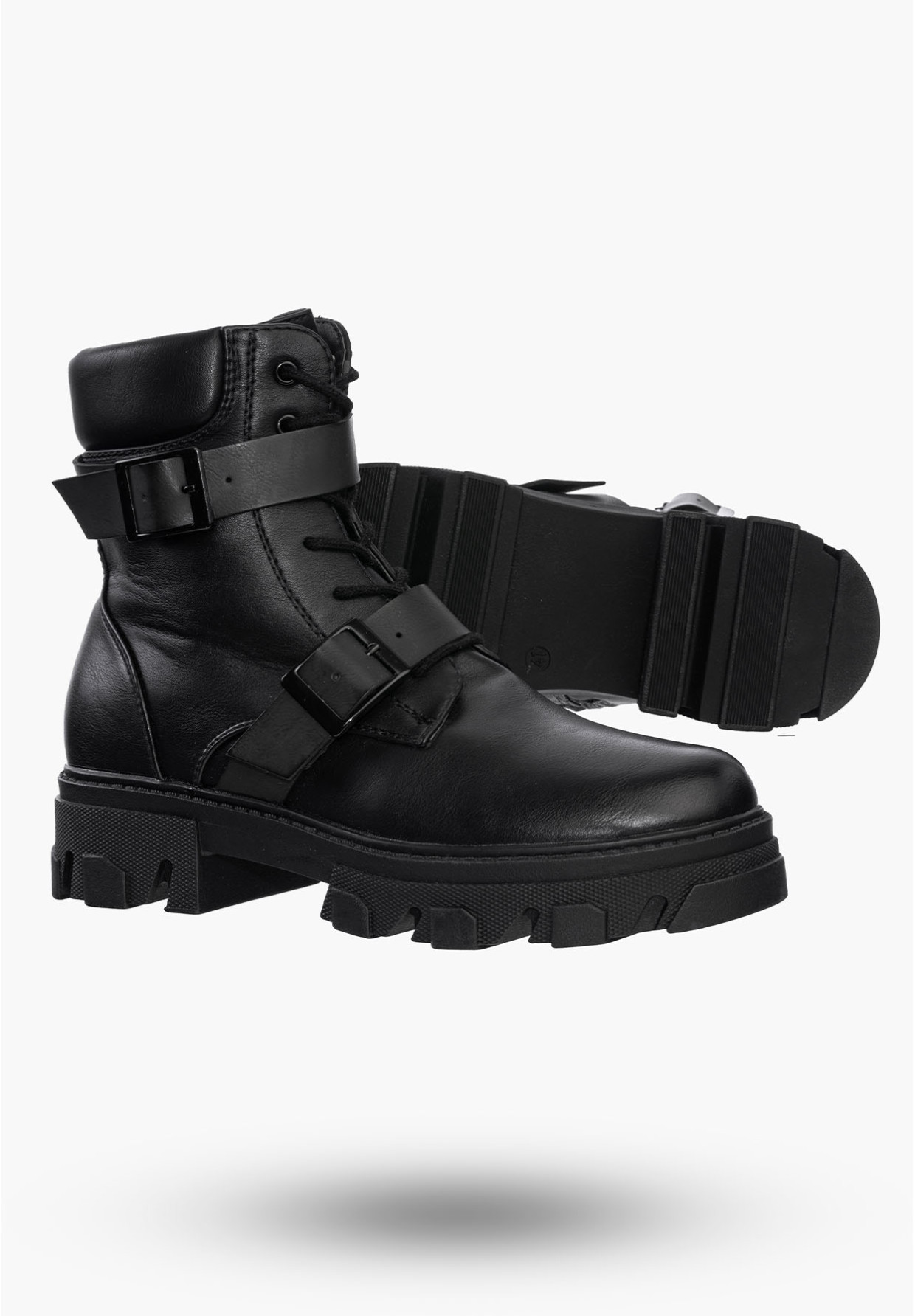 Buty Damskie Botki Workery Czarne Ocieplane Na Zimę HF230A