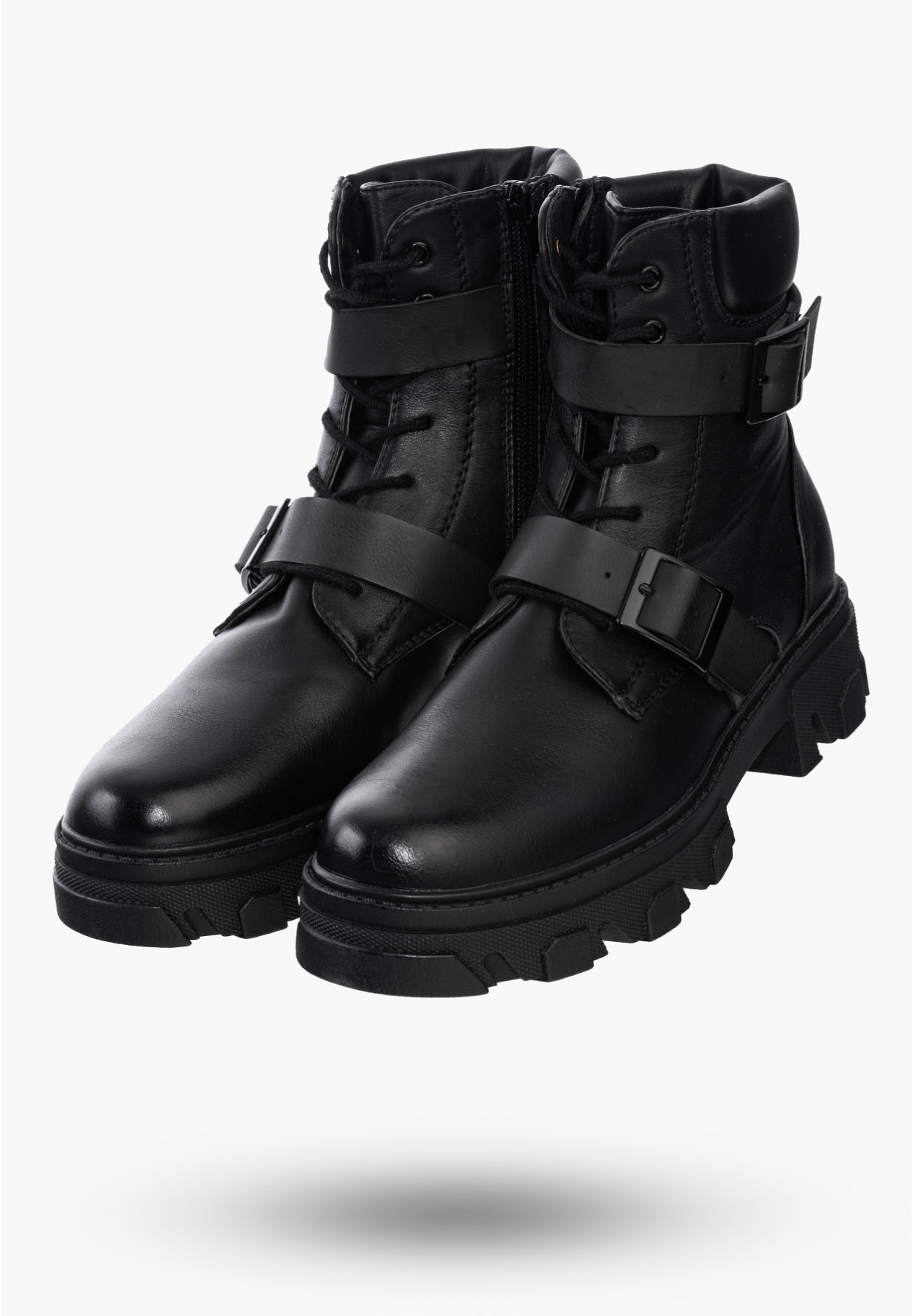 Buty Damskie Botki Workery Czarne Ocieplane Na Zimę HF230A