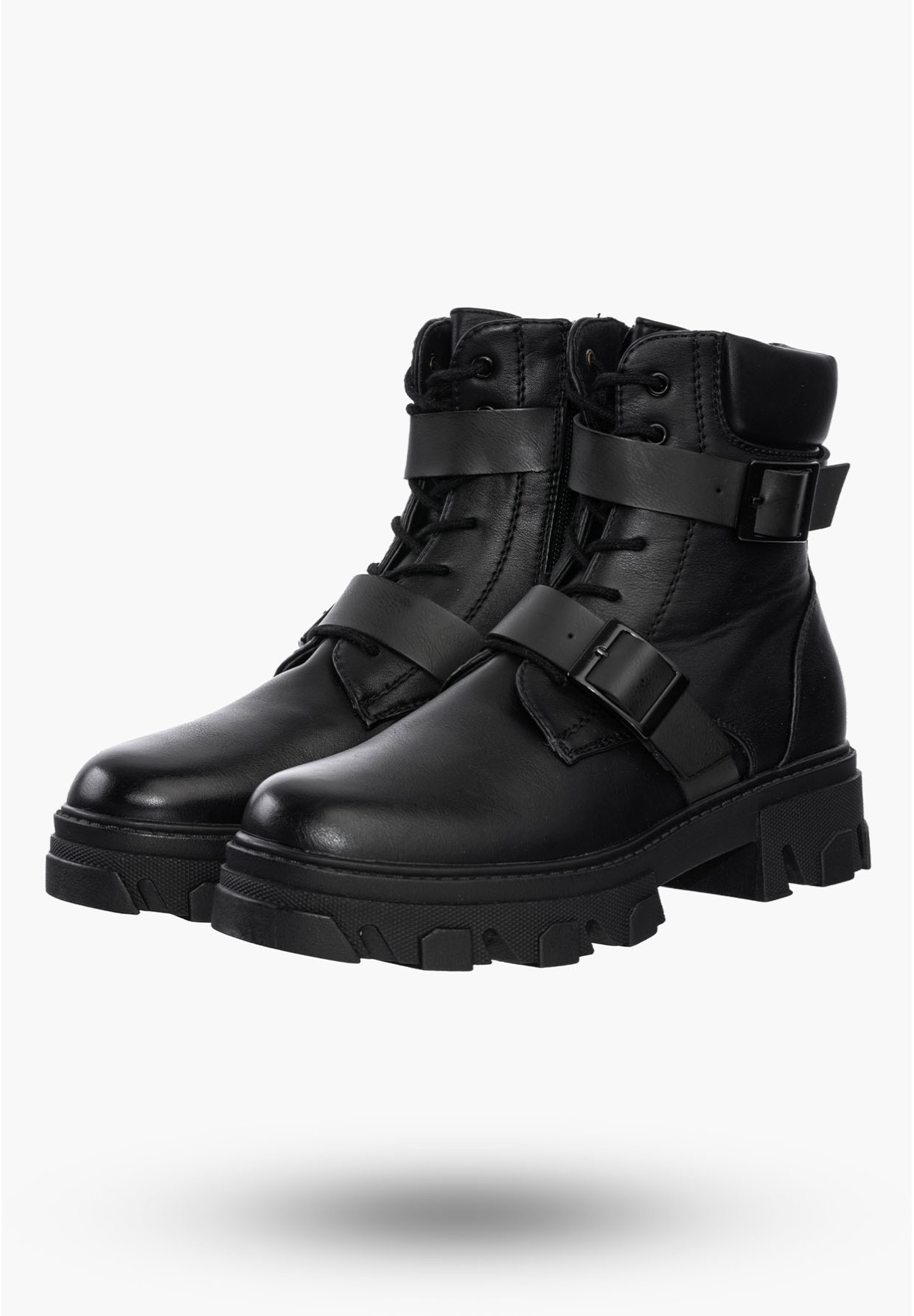 Buty Damskie Botki Workery Czarne Ocieplane Na Zimę HF230A
