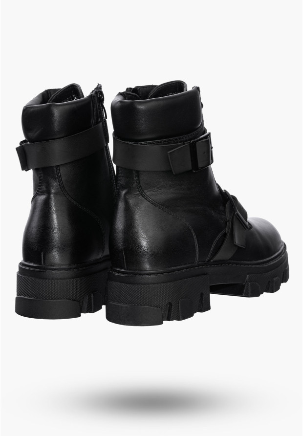 Buty Damskie Botki Workery Czarne Ocieplane Na Zimę HF230A