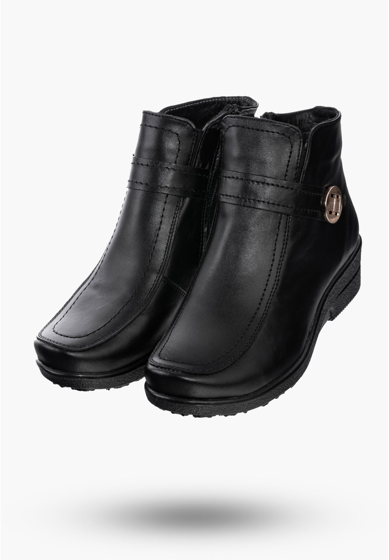Buty Damskie Botki Czarne Ocieplane ze Skóry Naturalnej Na Zimę 68