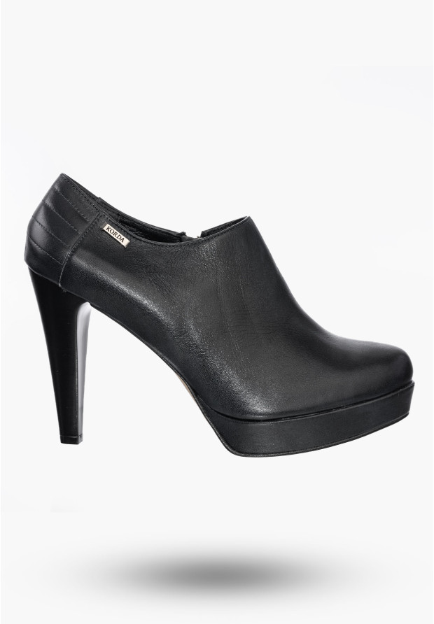 Buty Damskie Botki Skórzane Granatowe Na Obcasie Na Zimę 1509