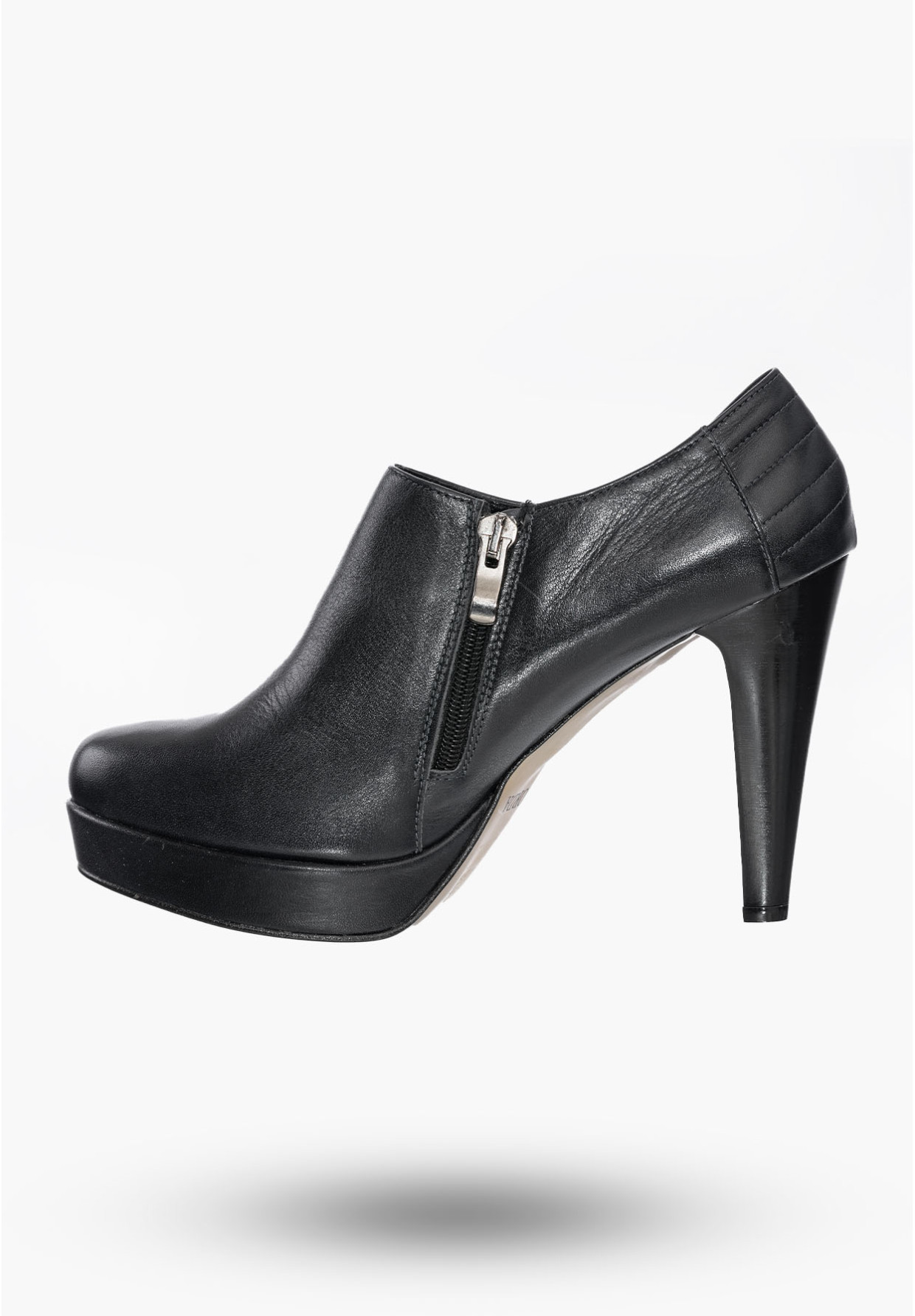Buty Damskie Botki Skórzane Granatowe Na Obcasie Na Zimę 1509