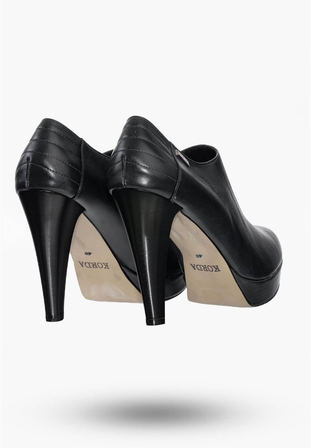 Buty Damskie Botki Skórzane Granatowe Na Obcasie Na Zimę 1509