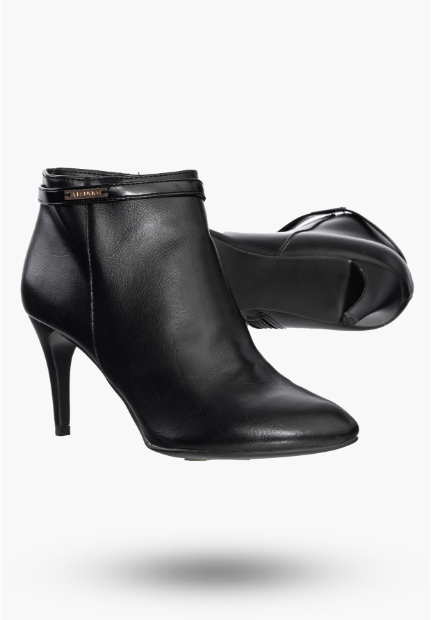 Buty Damskie Botki Czarne Modne Na Obcasie Na Zimę S15-F-BP-05-BK