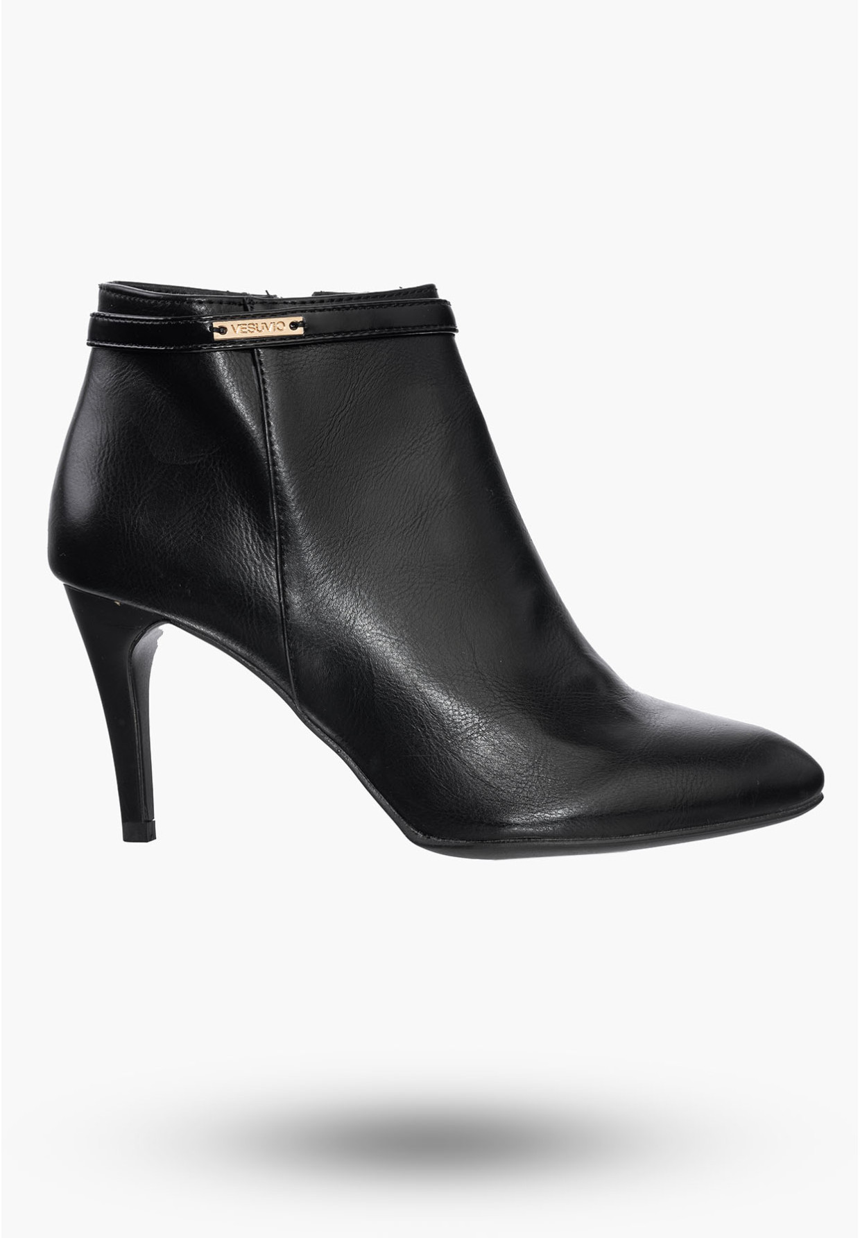 Buty Damskie Botki Czarne Modne Na Obcasie Na Zimę S15-F-BP-05-BK