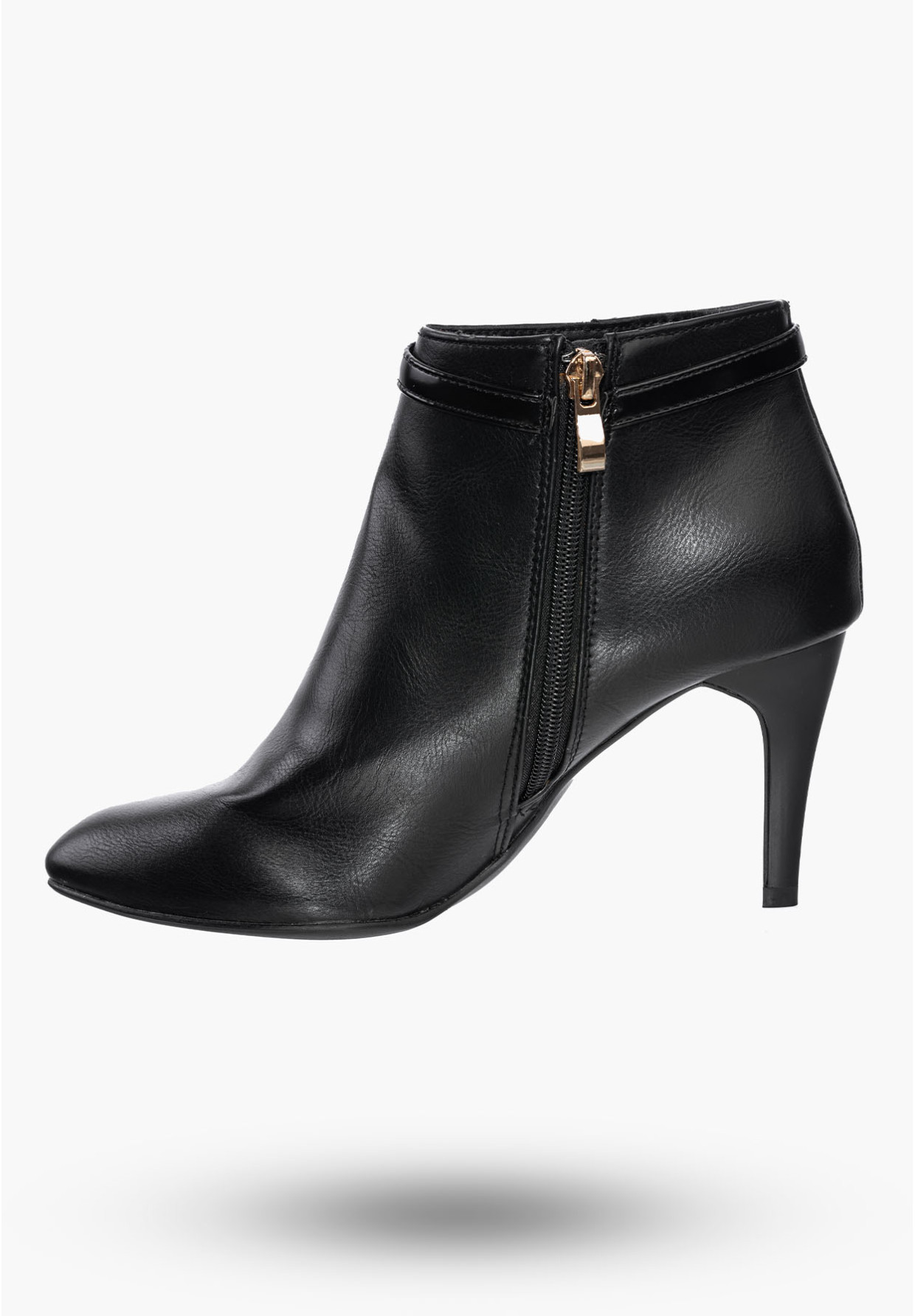 Buty Damskie Botki Czarne Modne Na Obcasie Na Zimę S15-F-BP-05-BK