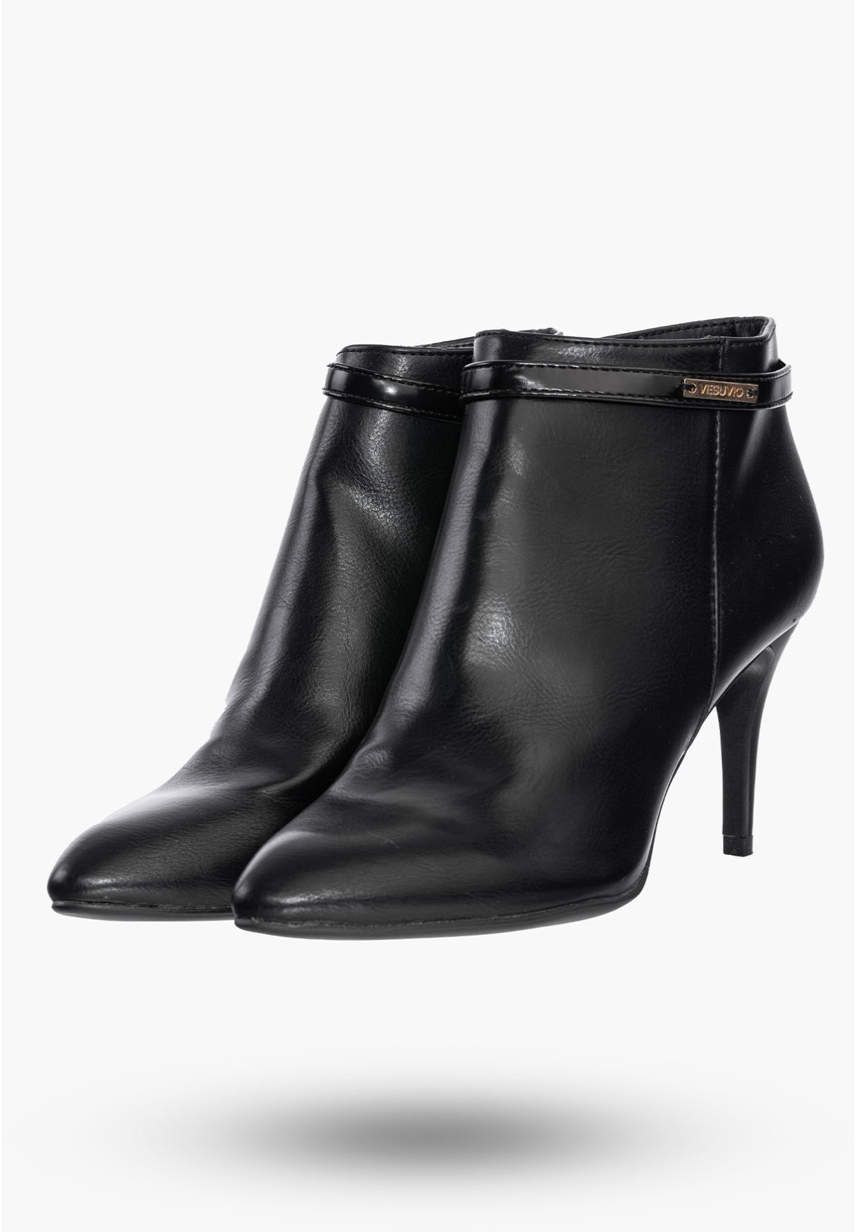 Buty Damskie Botki Czarne Modne Na Obcasie Na Zimę S15-F-BP-05-BK