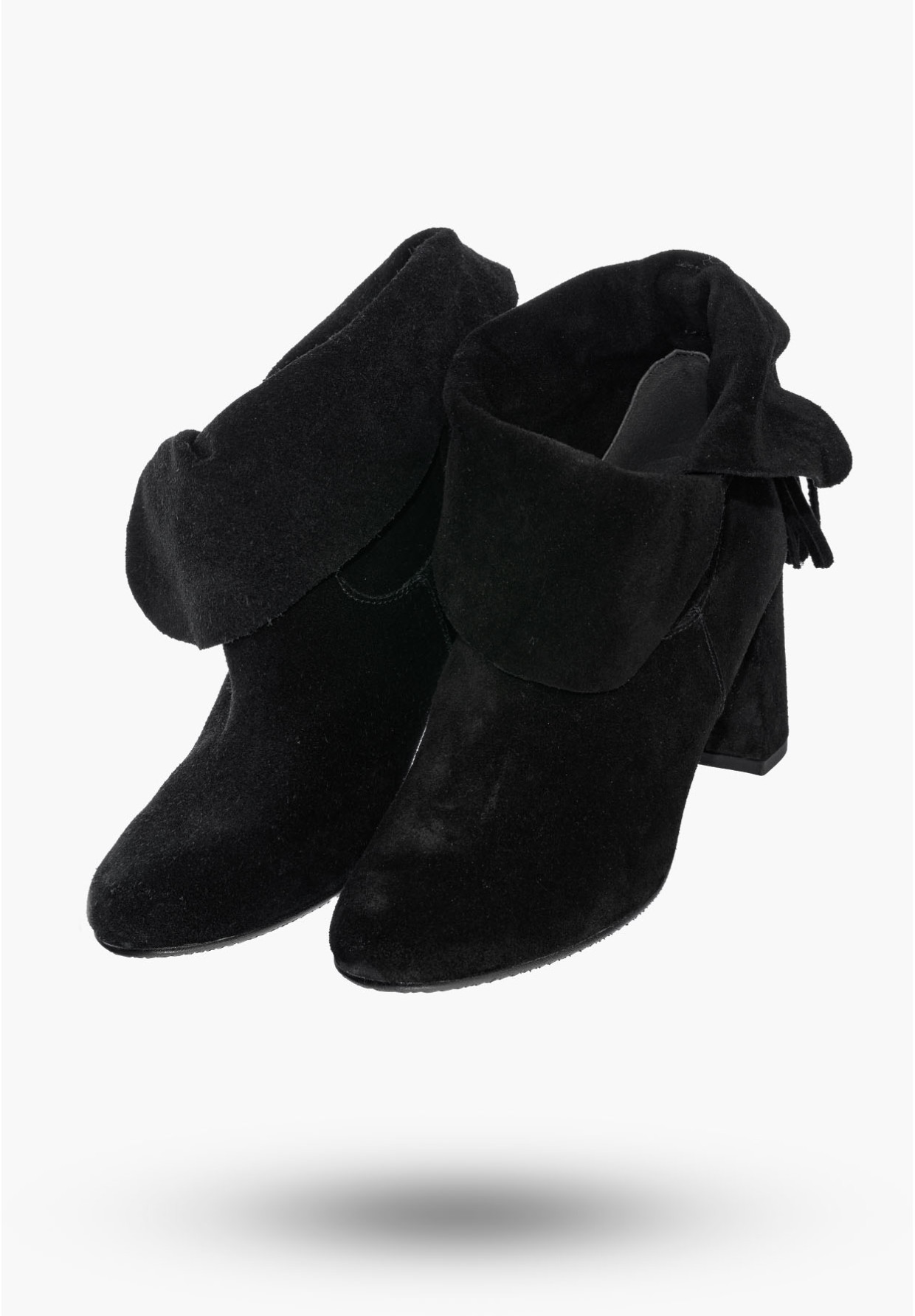 Buty Damskie Botki Czarne Na Słupku Skórzane Na Zimę 715