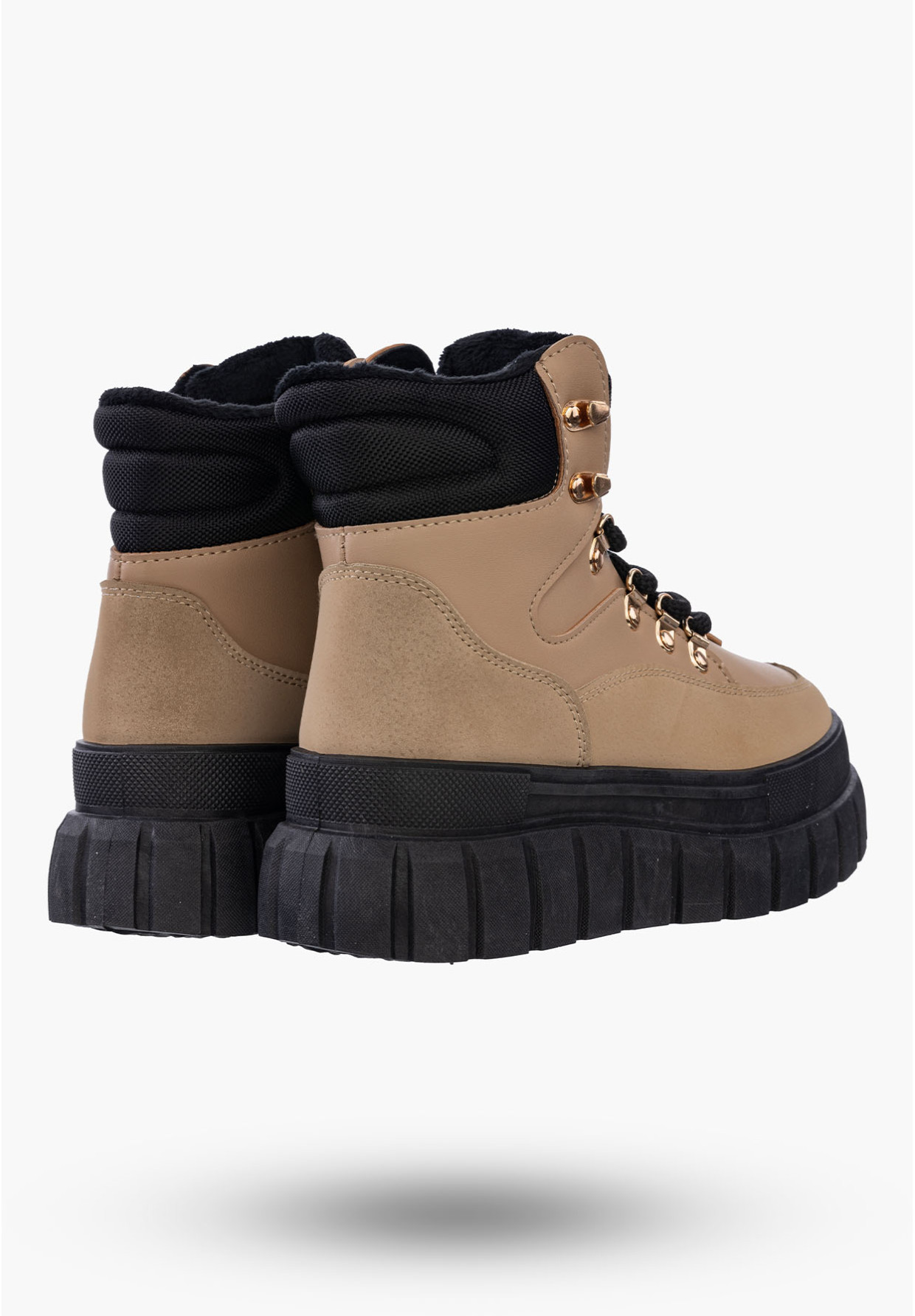 Buty Damskie Botki Trapery Camel Ocieplane Na Platformie Na Zimę J74779-2