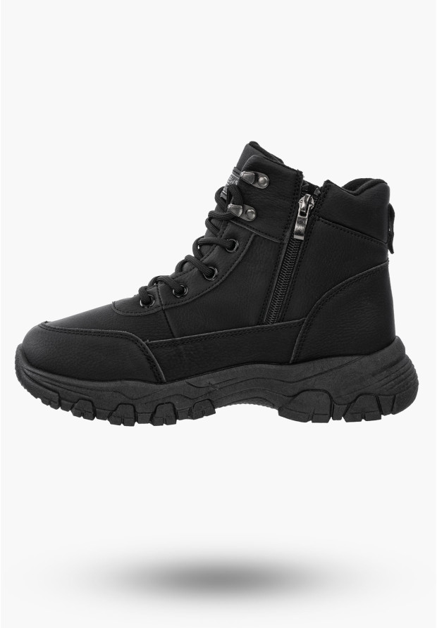 Buty Damskie Botki Trapery Czarne Na Zimę 24TR26-7921-BLACK