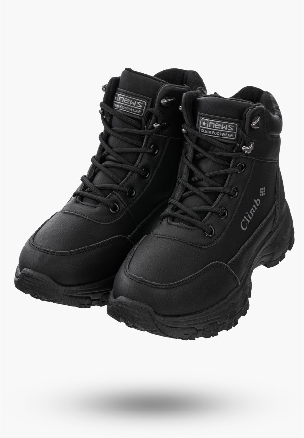 Buty Damskie Botki Trapery Czarne Na Zimę 24TR26-7921-BLACK