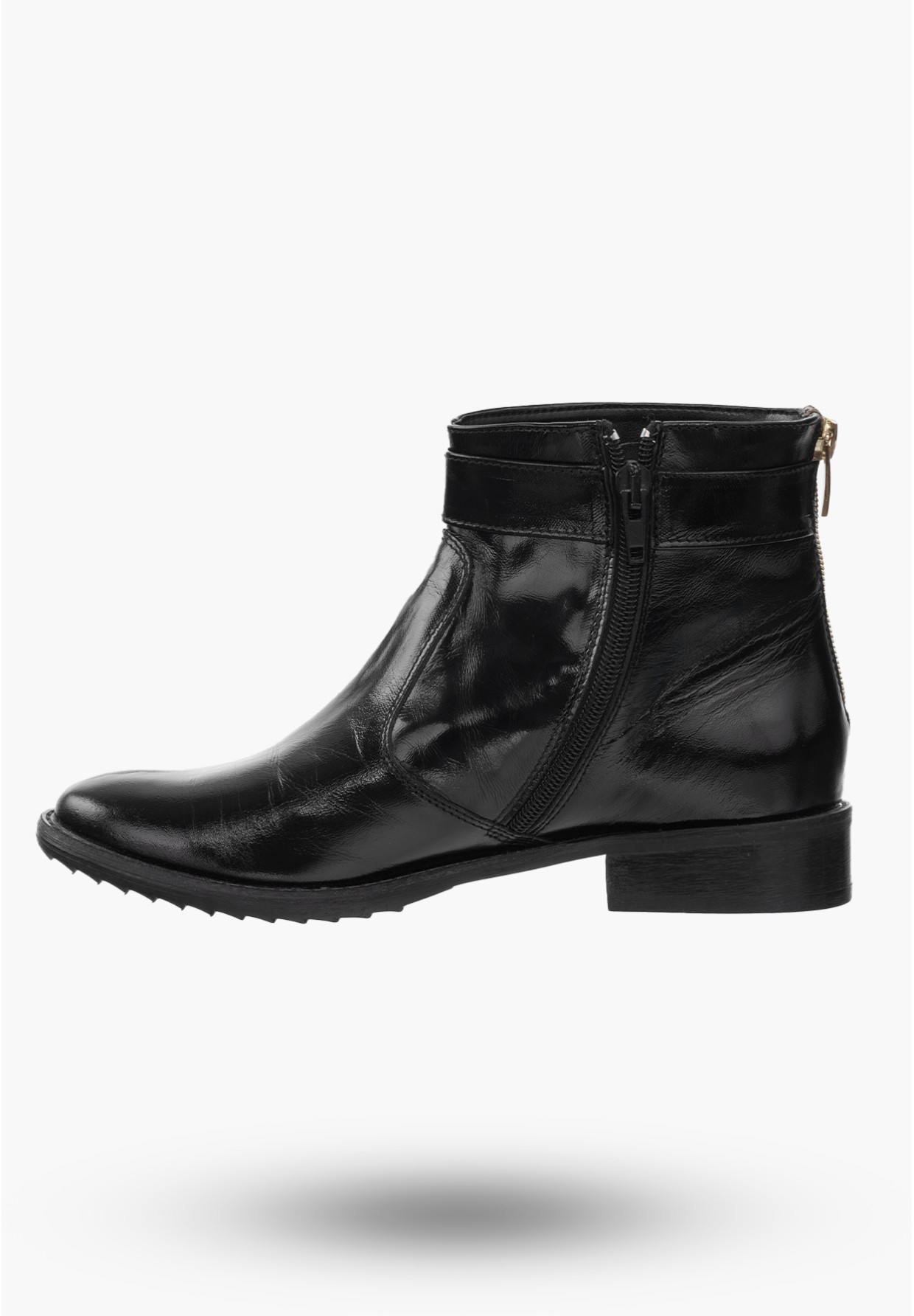 Buty Damskie Botki Czarne Ze Skóry Naturalnej Na Zimę Korda 1258/1