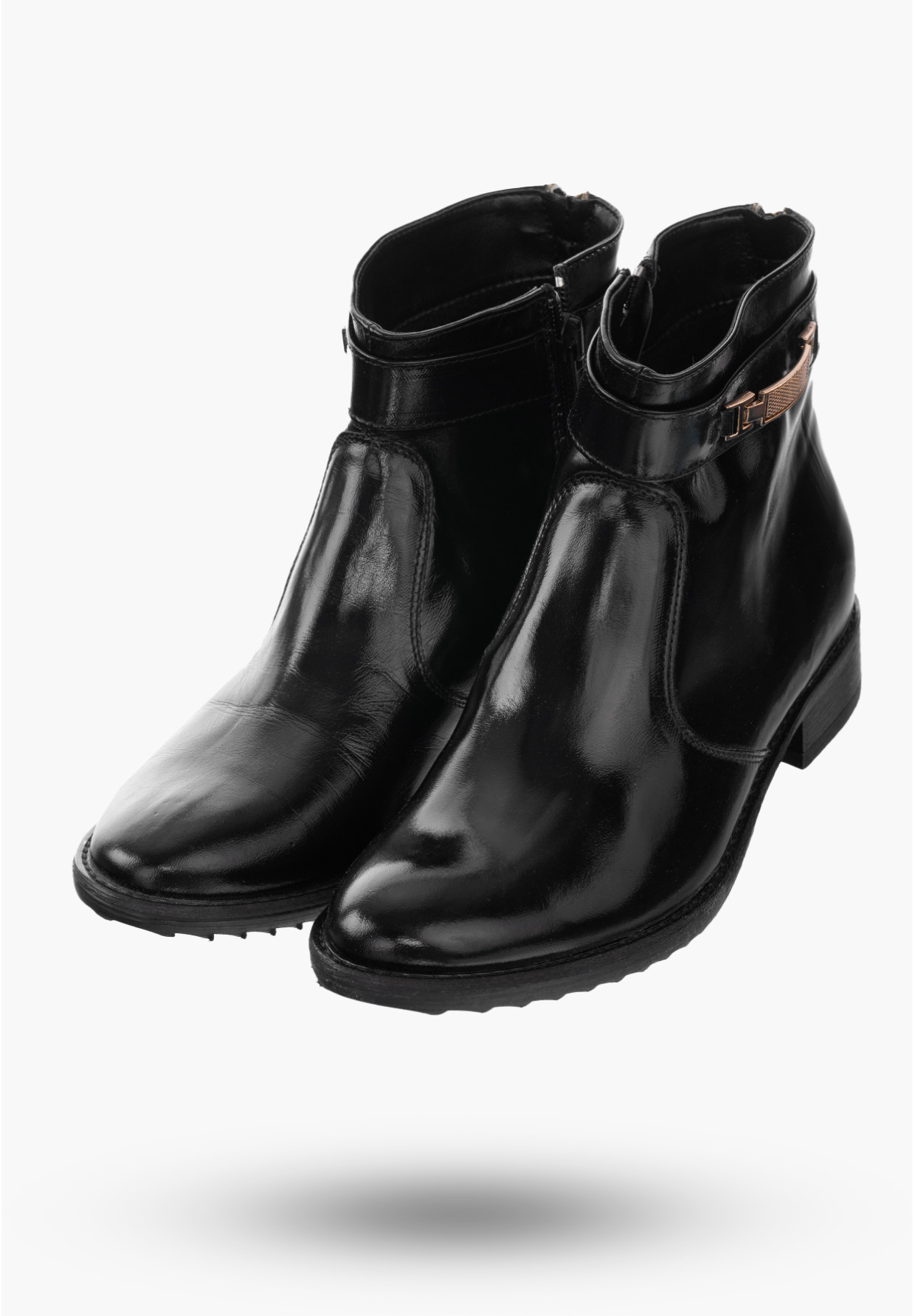Buty Damskie Botki Czarne Ze Skóry Naturalnej Na Zimę Korda 1258/1