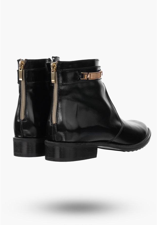 Buty Damskie Botki Czarne Ze Skóry Naturalnej Na Zimę Korda 1258/1