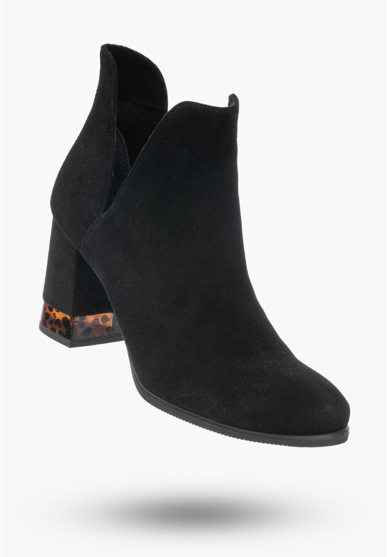 Buty Damskie Botki Czarne Skórzane Zamszowe Na Zimę PN-86/0-91011