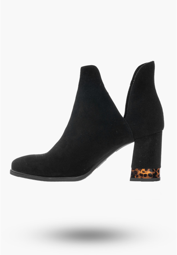 Buty Damskie Botki Czarne Skórzane Zamszowe Na Zimę PN-86/0-91011