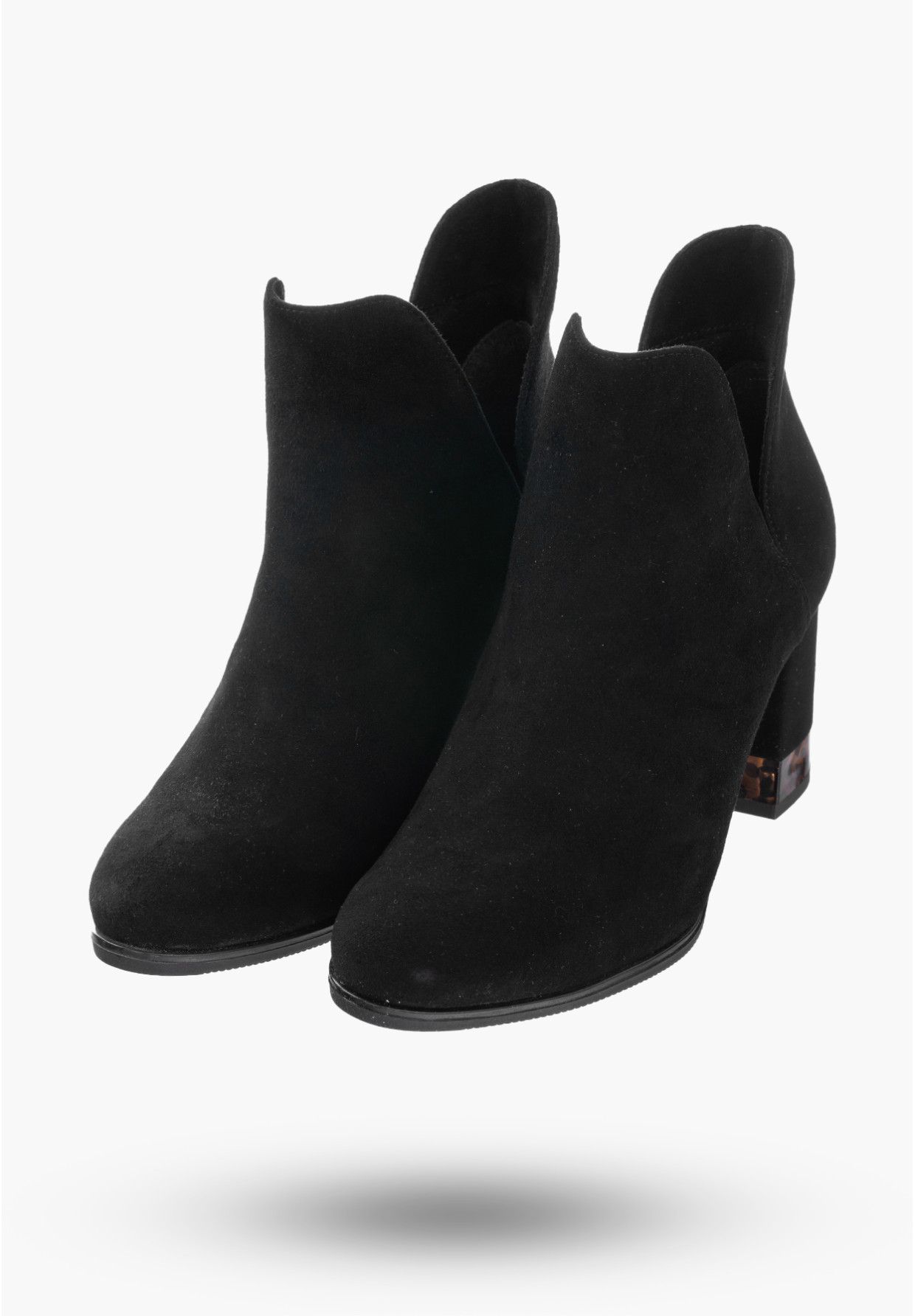 Buty Damskie Botki Czarne Skórzane Zamszowe Na Zimę PN-86/0-91011
