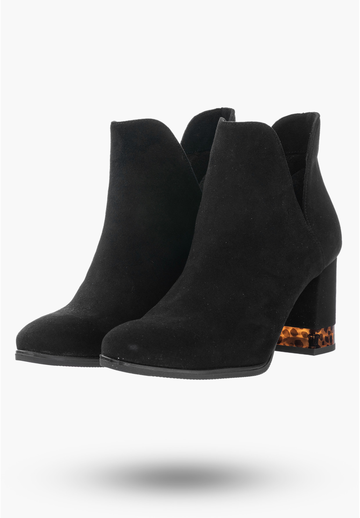Buty Damskie Botki Czarne Skórzane Zamszowe Na Zimę PN-86/0-91011