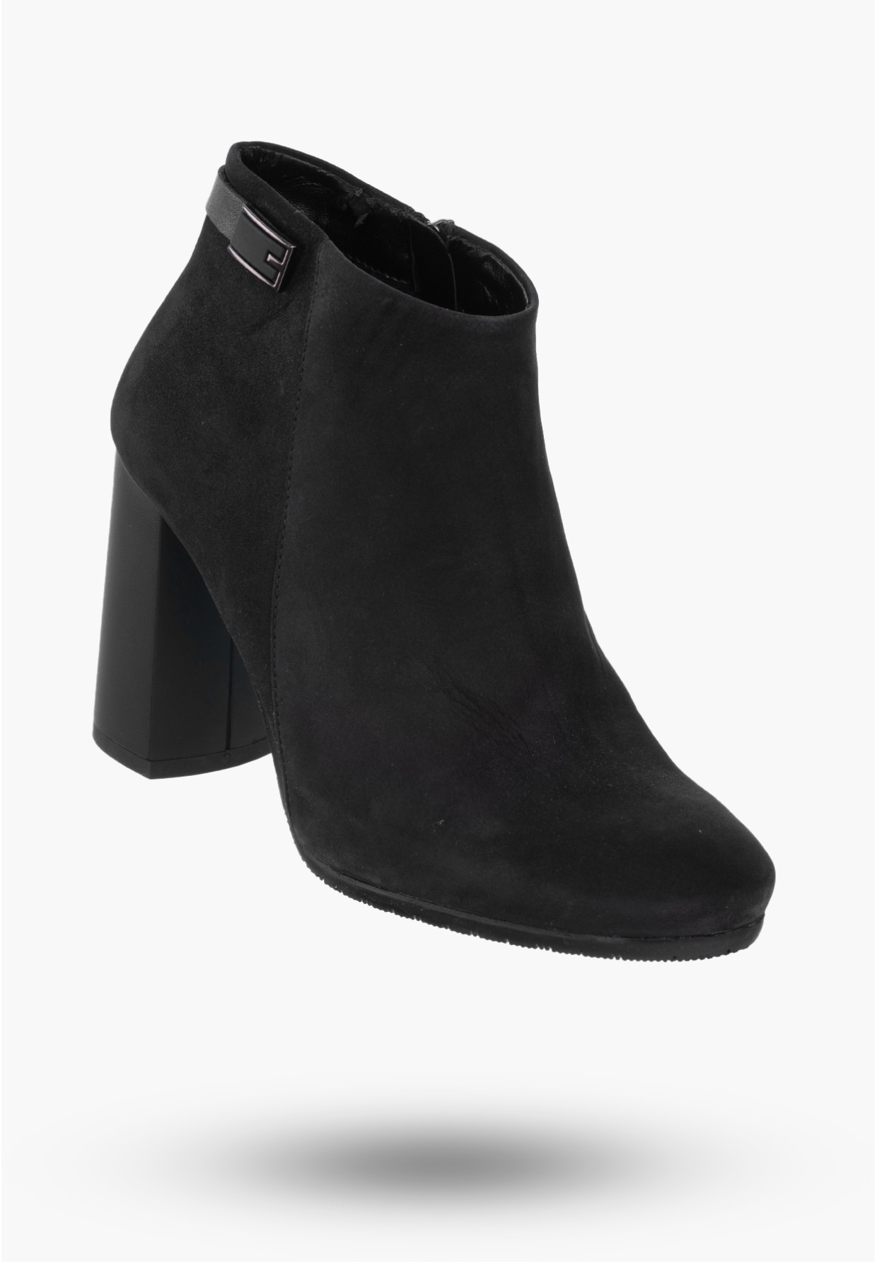 Buty Damskie Botki Czarne Skórzane Na Słupku Na Zimę PN 0-91013-1999