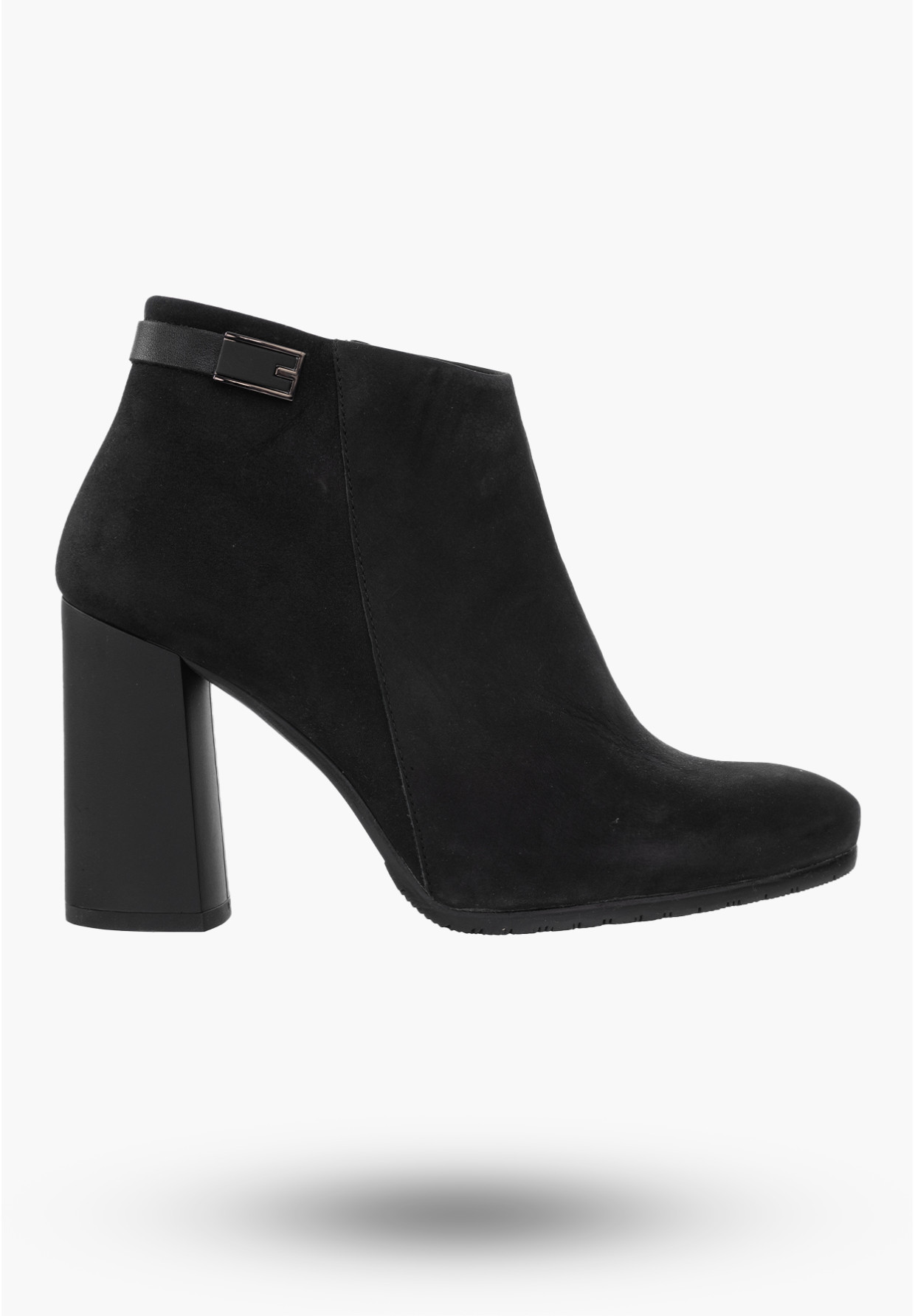 Buty Damskie Botki Czarne Skórzane Na Słupku Na Zimę PN 0-91013-1999