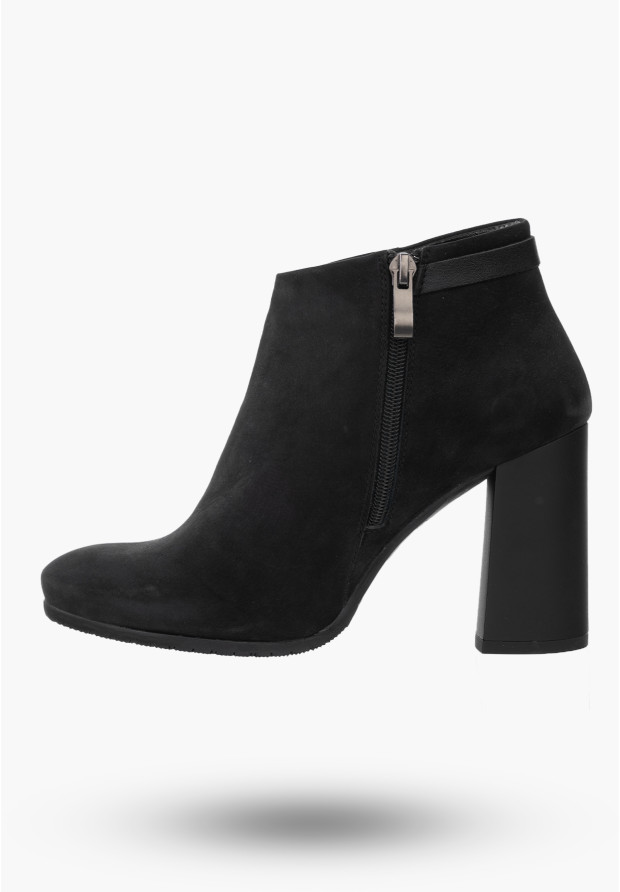 Buty Damskie Botki Czarne Skórzane Na Słupku Na Zimę PN 0-91013-1999