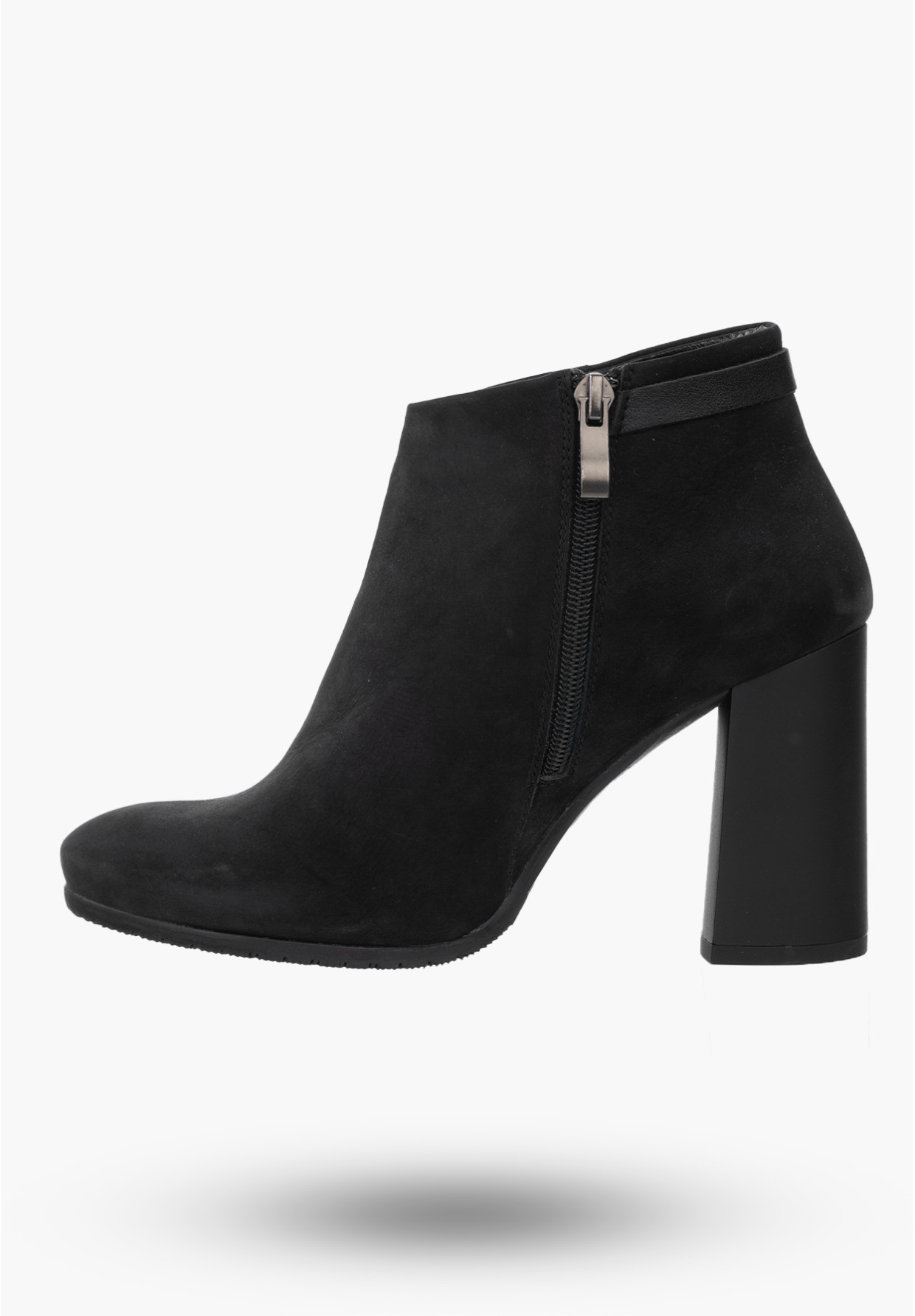 Buty Damskie Botki Czarne Skórzane Na Słupku Na Zimę PN 0-91013-1999