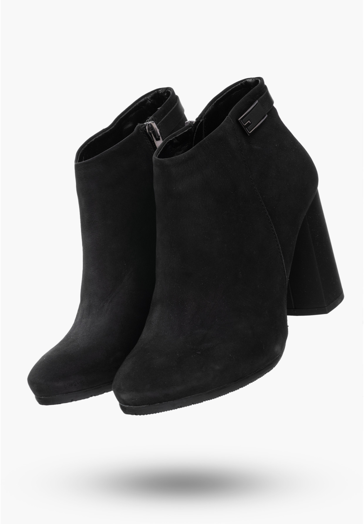 Buty Damskie Botki Czarne Skórzane Na Słupku Na Zimę PN 0-91013-1999