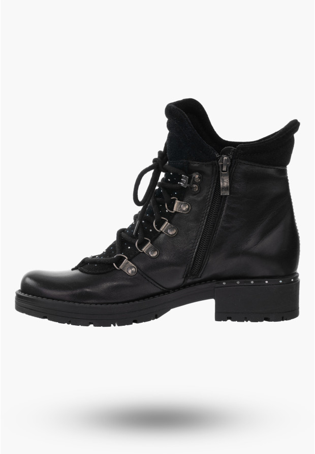 Buty Damskie Skórzane Botki Czarne Ocieplane Na Zimę 2081-001-03-5