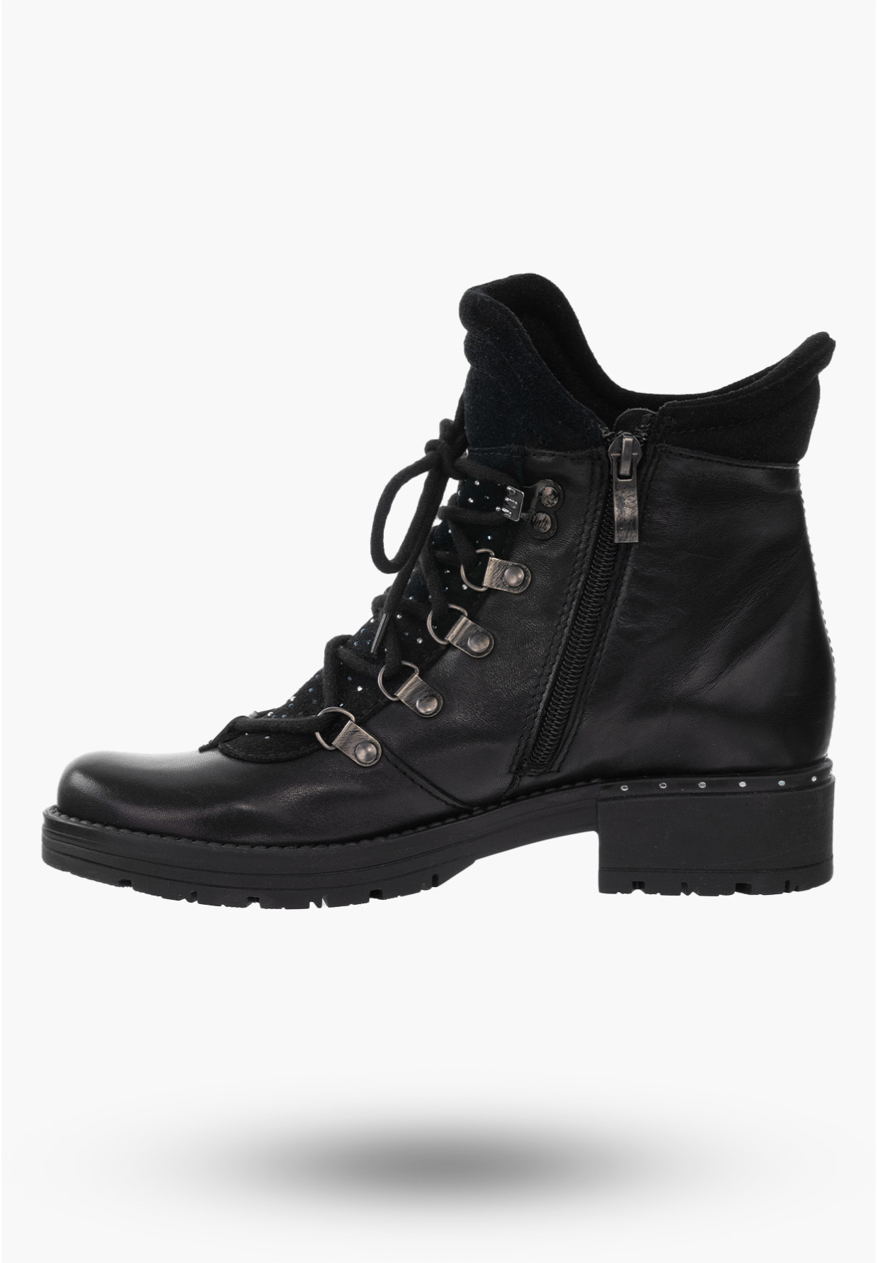 Buty Damskie Skórzane Botki Czarne Ocieplane Na Zimę 2081-001-03-5