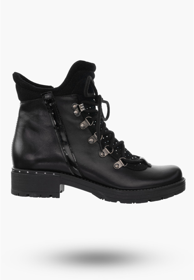 Buty Damskie Skórzane Botki Czarne Ocieplane Na Zimę 2081-001-03-5
