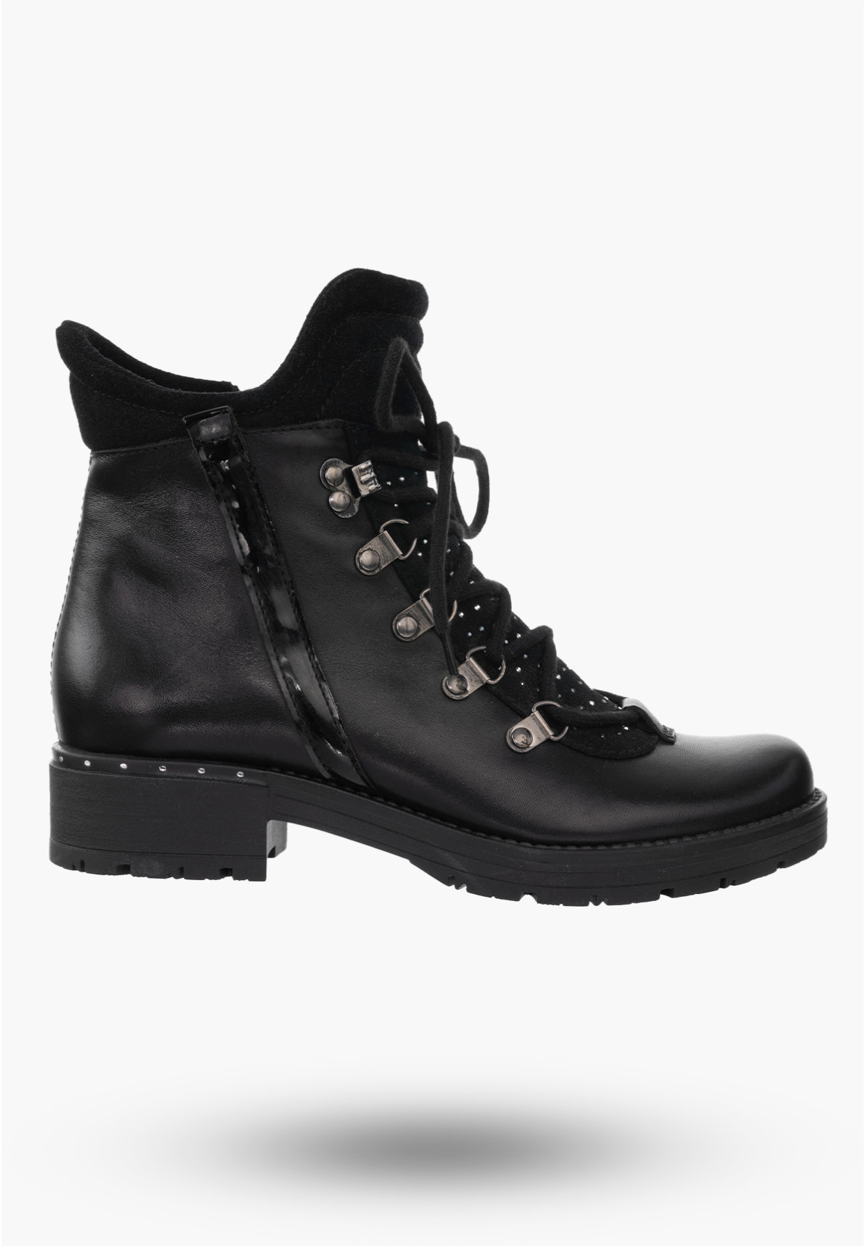 Buty Damskie Skórzane Botki Czarne Ocieplane Na Zimę 2081-001-03-5
